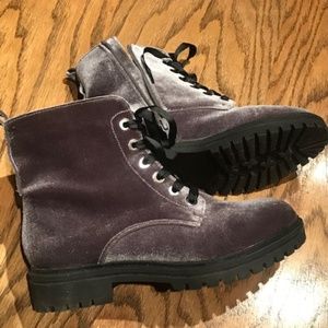 Velvet combat boots